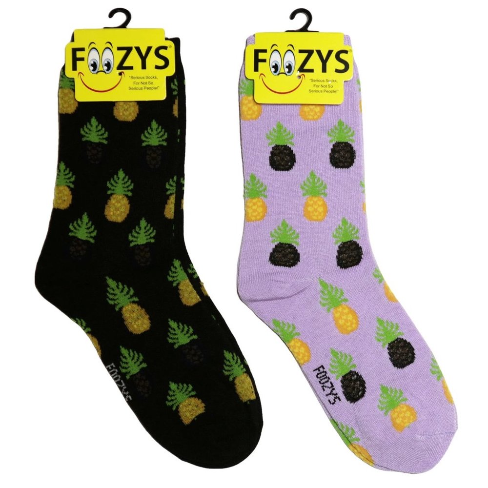 Pineapples Fruit Tropical Plant Pineapple Ananas 2 Pairs Foozys Women's Socks
